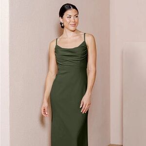 Revelry Skye Crepe Dress- Deep Olive